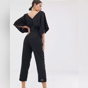 Asos Design Black Jumpsuit with Kimono Sleeve and Peg Leg